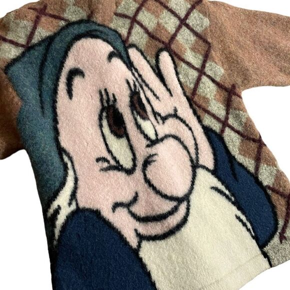 Vintage Disney Wool Snow White and The Seven Dwarfs Bashful Cardigan Sweater Siz - Picture 6 of 15